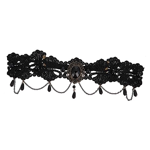 Healeved Gothic Halloween Haarband mit Künstlichen Perlen Elastisch Vintage Kopfstück für Damen Cosplay und Party von Healeved