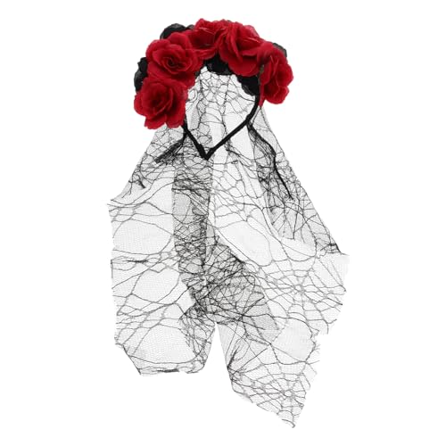 Healeved Haarbänder für Erwachsene Kopfbedeckung mit Rosenblütenkrone Halloween Rosenschleier Stirnband Haarzubehör für Mädchen Cosplay-Stirnband für Halloween Gittergewebe Healeved Haarbänder für Erwachsene Kopfbedeckung mit Rosenblütenkrone Halloween Rosenschleier Stirnband Haarzubehör für Mädchen Cosplay-Stirnband für Halloween Gittergewebe von Healeved