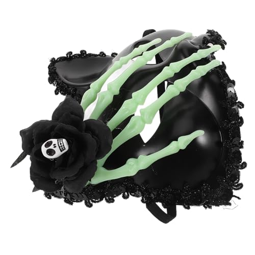Healeved Halbgesichts Katzenmaske mit Schädelhand Design Verstellbares Elastisches Band Schwarze Masquerade Maskenball Maske für Halloween Kostüm Party Vielseitiges Accessoire für Healeved Halbgesichts Katzenmaske mit Schädelhand Design Verstellbares Elastisches Band Schwarze Masquerade Maskenball Maske für Halloween Kostüm Party Vielseitiges Accessoire für von Healeved