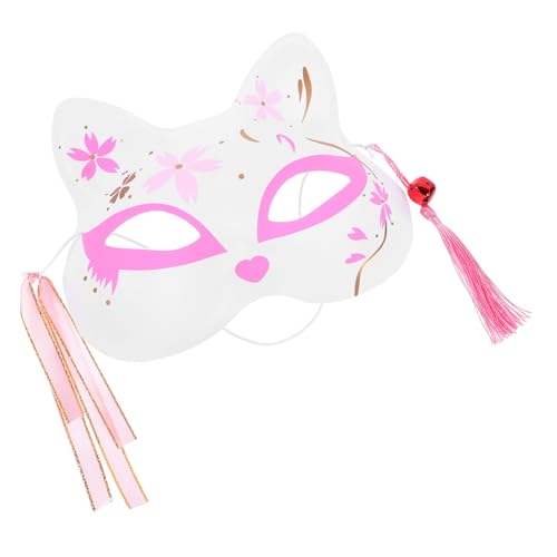 Healeved Halbgesichts Maske Katzen und Fuchs Design Pinker Farbverlauf Leichte Partydekoration für Halloween Karneval und Bühnenauftritte Kreatives Kostümzubehör für Erwachsene von Healeved