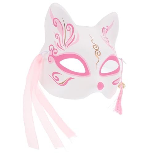Healeved Halbgesichts-fuchsmaske Japanischer Katzenstil Handbemalt Kunststoff Maskerade Karneval Halloween Cosplay für Erwachsene und Mädchen Komfortabel und Vielseitig für Party und Kostüm von Healeved