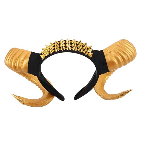 Healeved Halloween Cosplay Kopfband mit Goldfarbenen Ziegen Teufelshörnern Leichtes Gothic Punk Accessoire für Erwachsene für Halloween Kostüm Maskerade Cosplay-partys Healeved Halloween Cosplay Kopfband mit Goldfarbenen Ziegen Teufelshörnern Leichtes Gothic Punk Accessoire für Erwachsene für Halloween Kostüm Maskerade Cosplay-partys von Healeved