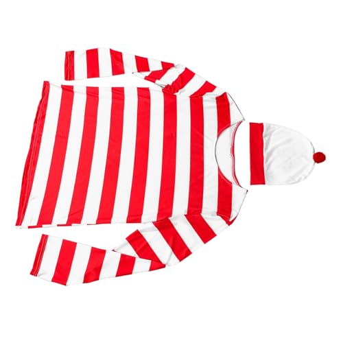 Healeved Halloween Cosplay Kostüm Rot-weiß Gestreiftes für Erwachsene Bequemes Strapazierfähiges Rollenspiel Performance Outfit Schnelles Anziehen für Party und Aufführung von Healeved
