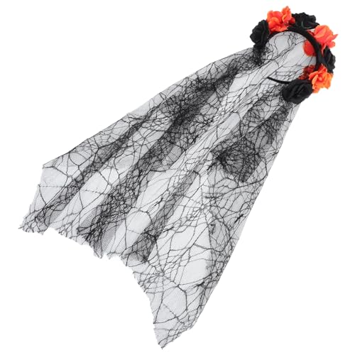 Healeved Halloween Haarreif mit Dunkelblüten und Schleier Kreatives Kopfschmuck für Kostümparty Leicht und für Halloween Karneval und Maskeraden von Healeved