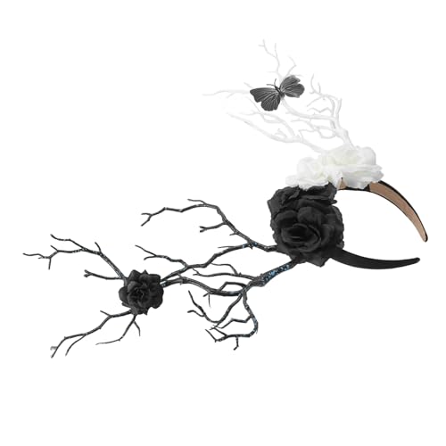 Healeved Halloween Haarreif mit Gotischer Rosenblüte Bequemer Party Haarschmuck für Damen Vielseitig für Halloween Cosplay Kostümfest Langlebig von Healeved
