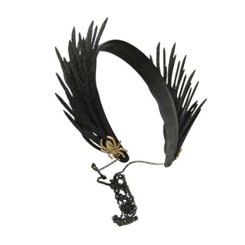 Healeved Halloween Haarreif mit Spinnenflügeln und Fransen Gothic Haarschmuck für Frauen Einzigartiger Festival Kopfschmuck Schwarz für Party und Kostümierung von Healeved