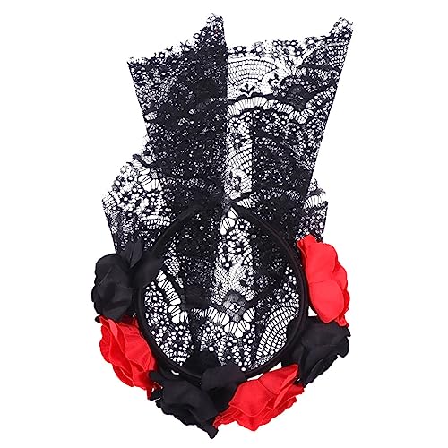 Healeved Halloween Haarreifen mit Schleier Party Zubehör für Damen Robustes und Leichtes Design und Fotorequisiten Schwarz mit Rot von Healeved