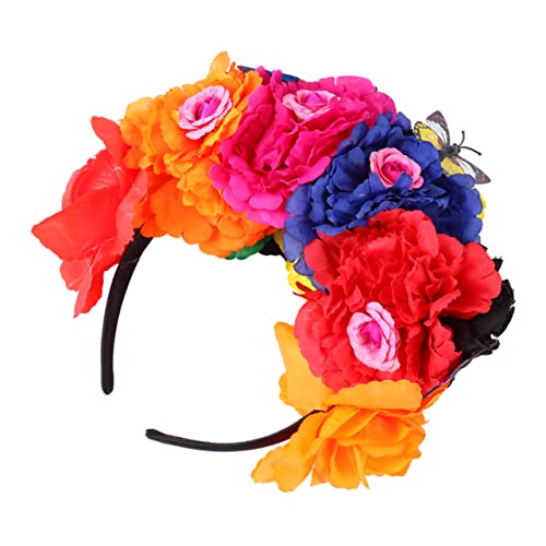 Healeved Halloween Haarschmuck Haarkranz für Peony Haarreif mit Blumen und Schmetterlingen Kostüm Accessoire für Halloween Party Geburtstagsfeiern und Festivals von Healeved
