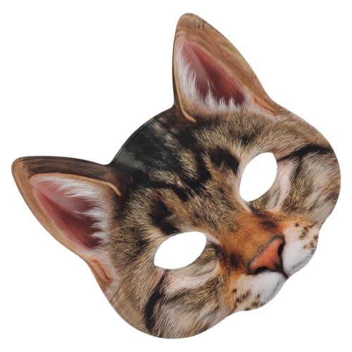 Healeved Halloween Halbgesichts Katzenmaske aus EVA und Stoff Unisex Cosplay für Kostümbälle Karneval Maskenball Musikfest Lustiges Tiergesicht Langlebig und Praktisch von Healeved