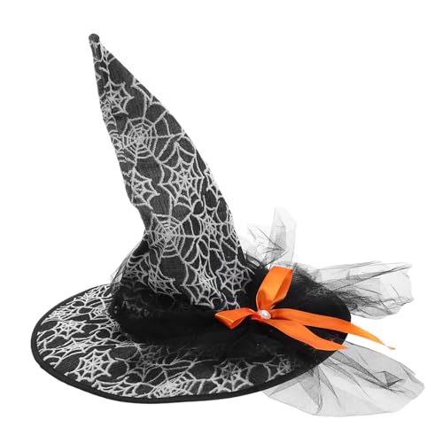 Healeved Halloween Hexenhut für Damen mit Handgefertigtem Spinnennetz-design Leichter Mesh Zaubererhut Komfortabel und Langlebig für Halloween Kostüm und Party Zubehör von Healeved