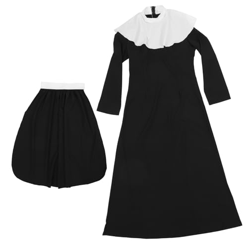 Healeved Halloween Nonnenkostüm Damen Übergröße Leichtes Cosplay Kostümset für Party Bühne Fasching Karneval von Healeved