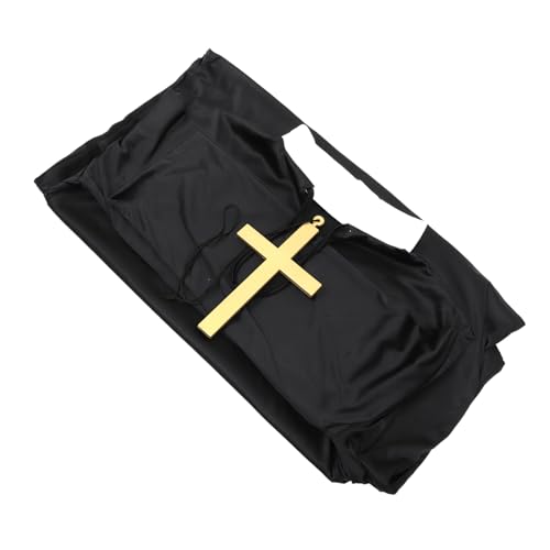 Healeved Halloween Priester Kostüm Erwachsene Kreative Cosplay Robe Schwarz Einheitsgröße für Halloween Themen und Rollenspielpartys von Healeved