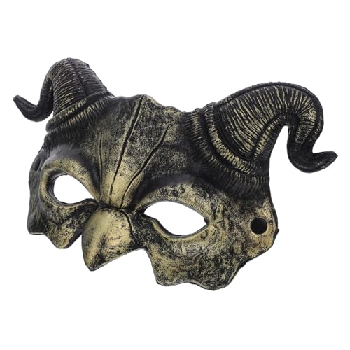 Healeved Halloween Schäferhorn Teufelsmaske Halbgesichtsmaske PU mit Gruseligen Ziegenhörnern Vielseitiges Kostüm Accessoire für Halloween Cosplay Maskenbälle und Themenpartys Goldfarben Healeved Halloween Schäferhorn Teufelsmaske Halbgesichtsmaske PU mit Gruseligen Ziegenhörnern Vielseitiges Kostüm Accessoire für Halloween Cosplay Maskenbälle und Themenpartys Goldfarben von Healeved
