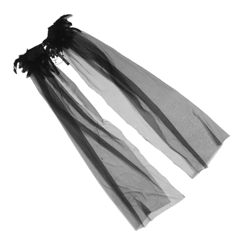 Healeved Halloween Show Cape Hochzeitsumhang Hexenumhang Halloween Cape Brauthülsen Vampir-Cosplay-Umhang Tüll Schal Zauberer Umhang Stoff Schwarz von Healeved