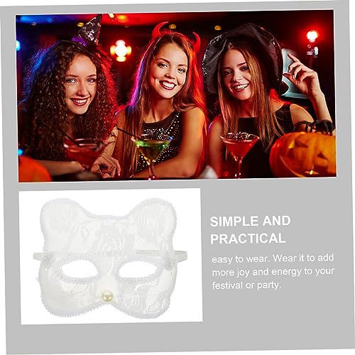 Healeved Halloween Spitzen Katzenmaske Halbgesichts Cosplay Maske Atmungsaktivem Kunststoff für Halloween Party Karneval und Kostüm Weiße Tiergesichts Maske mit Elegantem Design Healeved Halloween Spitzen Katzenmaske Halbgesichts Cosplay Maske Atmungsaktivem Kunststoff für Halloween Party Karneval und Kostüm Weiße Tiergesichts Maske mit Elegantem Design von Healeved