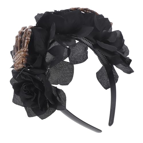 Healeved Halloween Stirnband mit Geisterhänden und Schwarzen Blumen Party Haarschmuck für Kostümfeiern Fotorequisiten Halloween Dekoration von Healeved