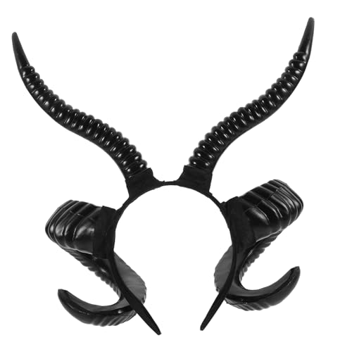 Healeved Halloween Stirnband mit Schwarzen Schafshörnern Cosplay Haarreif für Damen Festliches Party Accessoire Geeignet für Halloween Karneval Fotoshootings und Kostüme von Healeved