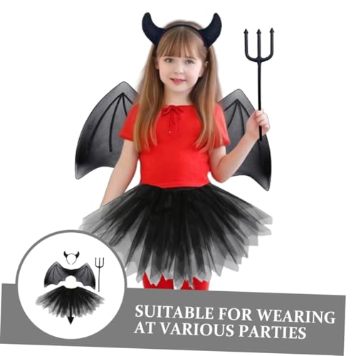 Healeved Halloween Teufel Kostüm Teilig mit Hörnern Flügeln und Rock Schwarzes Cosplay Zubehör für Jungen und Mädchen Passend für Party und Rollenspiel Healeved Halloween Teufel Kostüm Teilig mit Hörnern Flügeln und Rock Schwarzes Cosplay Zubehör für Jungen und Mädchen Passend für Party und Rollenspiel von Healeved