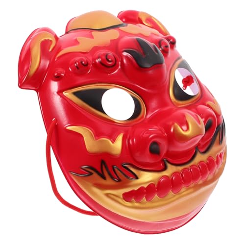 Healeved Halloween Tiermaske Löwenkopf Rot für Outdoor Kostüm und Maskenparty Gruselige Cosplay Maske für Halloween Feste und Karneval Dekorative Animal Mask für Themenfeiern von Healeved