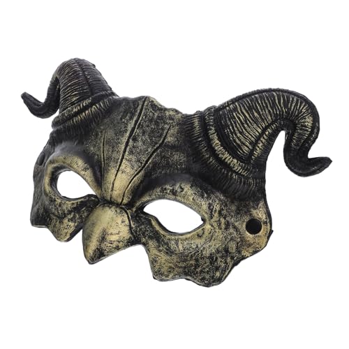 Healeved Halloween Tiermaske mit Realistischen Teufelshörnern Verstellbarem Gummiband Atmungsaktivem Halbschädel Design für Erwachsene für Cosplay Maskenball Themenpartys von Healeved