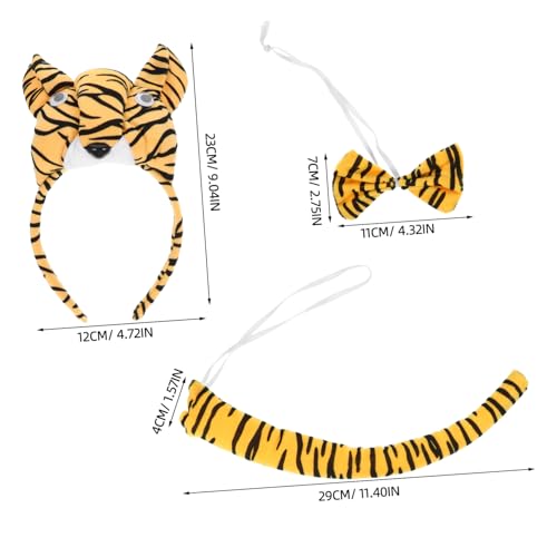 Healeved Halloween Tiger Kostüm mit Gestopftem Stirnband Tigerohren und Schleife Tierkostüm Zubehör für Bühne Karneval Mottoparty und Geburtstag von Healeved
