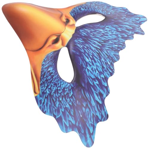Healeved Halloween Vogelmaske mit Flügeln Blau Leichte Weiche Masquerade Maske für Erwachsene Realistische Details für Karneval Cosplay Maskenball und Halloween Party Dekoration von Healeved