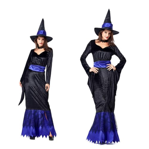 Healeved Halloween-kleid Kostüme Kleider Hexenkostüm Frauen Böse Größe Halloweenkostüm Schwarzes Kleid Zubehör Zaubererrobe Hexenhut Max Die Röcke Hexenkostüm Damen Kleidung von Healeved