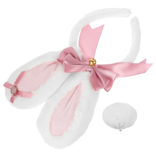 Healeved Hasen Ohr Satz für Damen Plüsch Haarband mit Schleife Kaninchen Kostüm Zubehör für Karneval und Partys Healeved Hasen Ohr Satz für Damen Plüsch Haarband mit Schleife Kaninchen Kostüm Zubehör für Karneval und Partys von Healeved