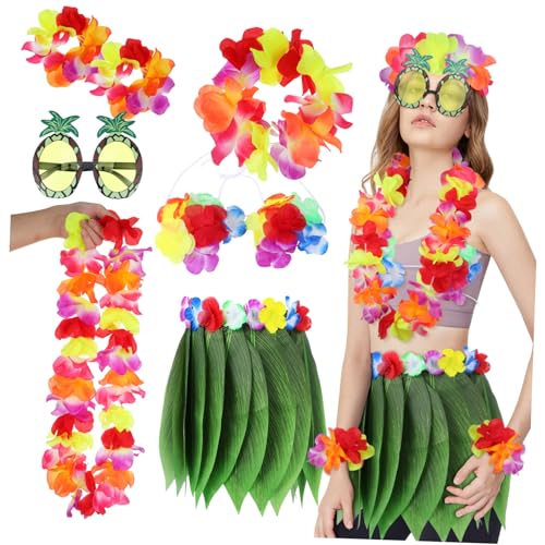 Healeved Hawaiian Kostüm Teilig mit Künstlichem Grasrock Farbigem Haarband Armbändern Plastik Ananas Brille Luau Party Outfit für Karneval Strand Fotografie Healeved Hawaiian Kostüm Teilig mit Künstlichem Grasrock Farbigem Haarband Armbändern Plastik Ananas Brille Luau Party Outfit für Karneval Strand Fotografie von Healeved