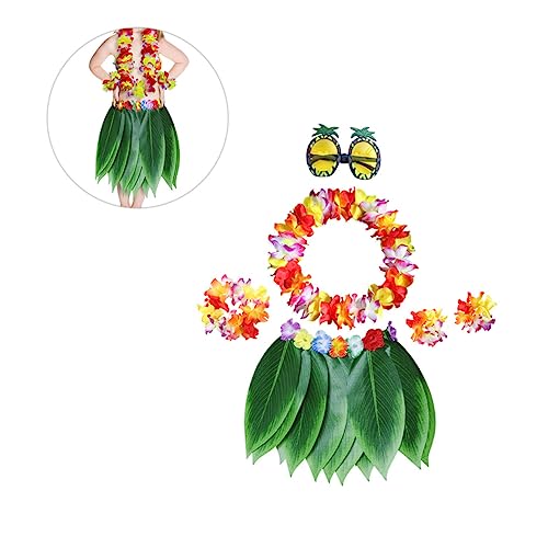 Healeved Hawaiianisches Luau Kostüm Set Teilig mit Künstlichem Grasrock Bunter Blumenkette Stirnband Armbändern und Ananas Sonnenbrille Tropisches Party Outfit für Erwachsene Beach und Healeved Hawaiianisches Luau Kostüm Set Teilig mit Künstlichem Grasrock Bunter Blumenkette Stirnband Armbändern und Ananas Sonnenbrille Tropisches Party Outfit für Erwachsene Beach und von Healeved