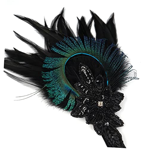 Healeved Hochzeitsstirnband Mit Federn Und Perlen Für Jahre Flapper Kopfschmuck Haaraccessoire Für Bankett Party Und Hochzeit von Healeved