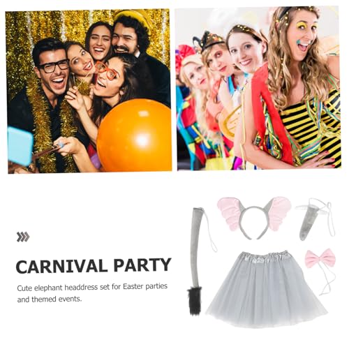 Healeved Kostüm Set Teilig mit Stirnband Nase Fliege und Grauem Tüllrock Niedliches Cosplay Zubehör für Geburtstag Halloween Karneval und Partydekoration Healeved Kostüm Set Teilig mit Stirnband Nase Fliege und Grauem Tüllrock Niedliches Cosplay Zubehör für Geburtstag Halloween Karneval und Partydekoration von Healeved
