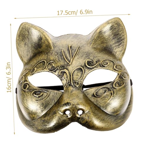 Healeved Kreative Halbe Katzenmaske für Frauen Halloween Tiermaske Luxuriöses Design Komfortables Material Vielseitig für Maskenball Karneval und Kostümparty von Healeved