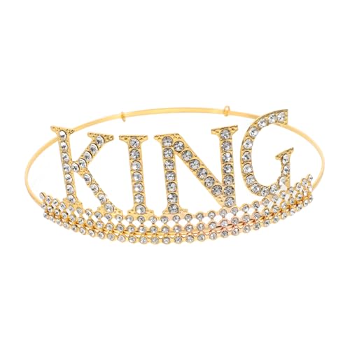 Healeved Kronenpartydekor König Kopfschmuck Diadem Geburtstagsfeier Krone Geburtstagskronen für Männer Mann Partygeschenk Retro -Krone Leistungskostümzubehör Plastik Golden von Healeved