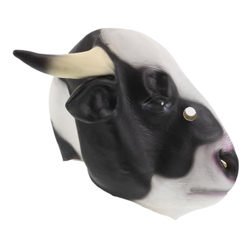Healeved Kuhmaske Realistische Gesichtsmaske Kuh -Mündungsmaske Halloween-Party-Maske Kuh Halloween Kostüm Bauernhoftiermaske Tiergesichtsmaske Tiermaskenkuh Kopfschmuck Emulsion von Healeved