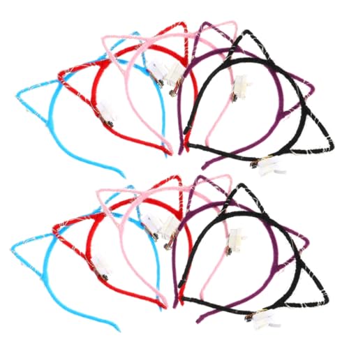 Healeved LED Katzenohren Haarreif 10 Stück Leuchtendes Stirnband für Mädchen Cartoon Kopfschmuck für Partys Halloween und Cosplay von Healeved