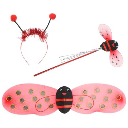 Healeved Ladybug Flügel Rot Leichte Zauberflügel aus Gauze und Draht für Cosplay Bühnenauftritte und Party Inklusive Marienkäfer Stirnband Bequem und Langlebig von Healeved