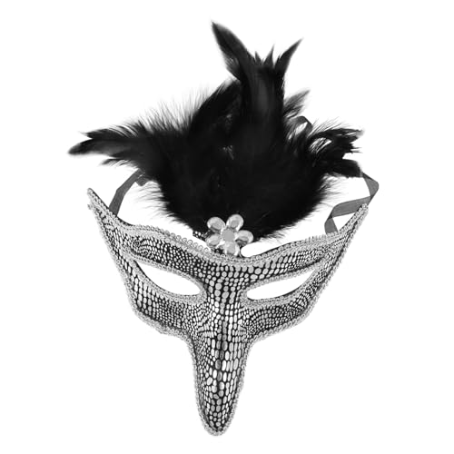 Healeved Maskerade Maske Mit Federn Halbmaske Für Damen Für Karneval Halloween Kostümpartys Cosplay Maske Mit Silbernen Akzenten von Healeved