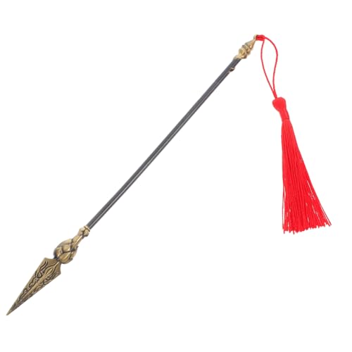 Healeved Nezha Model Cosplay Fire Speed ​​Lance Partyspiel- tragbare Spielzeugfeuerlanze mit Feuerspitzen Üben Metallfeuerlanze Zinklegierung Black von Healeved