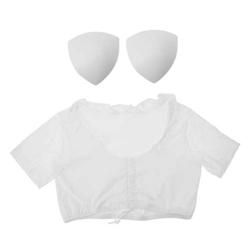 Healeved Oktoberfest Damen Top mit Eleganter Spitze Kurzärmelig V Ausschnitt Traditionelles Bayerisches Kostüm für Party Bühne und Festival Weiß Healeved Oktoberfest Damen Top mit Eleganter Spitze Kurzärmelig V Ausschnitt Traditionelles Bayerisches Kostüm für Party Bühne und Festival Weiß von Healeved