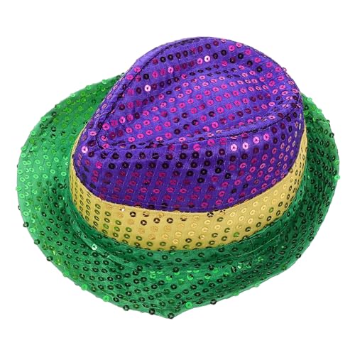 Healeved Pailletten-fedora-hut, Glitzernder Karneval-kostüm-hut, Karnevals-party-kopfbedeckung Für Cosplay, Konzert, Rave-party-zubehör von Healeved