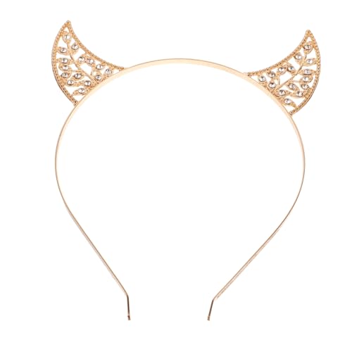 Healeved Party Haarreif mit Glänzenden Strasssteinen Goldfarbener Ox Horn Stirnband Leichter und Bequemer Kopfschmuck für Frauen Vielseitig für Karneval Party und Cosplay Geeignet von Healeved