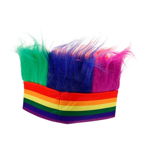 Healeved Pride-Outfits für Frauen Hüte lustige Perücken Party Perücke Hut Partyzubehör Regenbogenperücke Kostüm Perücke Regenbogen-Karnevalskostüm Stolz Hut chemische Faser von Healeved