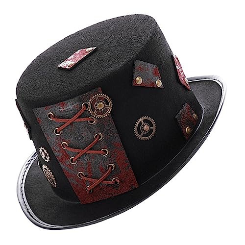Healeved Punk Style Halloween Hut PU und Vliesstoff Unisex Kostümaccessoire für Halloween Partys und Festivals Bequeme und Stilvolle Kopfbedeckung Healeved Punk Style Halloween Hut PU und Vliesstoff Unisex Kostümaccessoire für Halloween Partys und Festivals Bequeme und Stilvolle Kopfbedeckung von Healeved