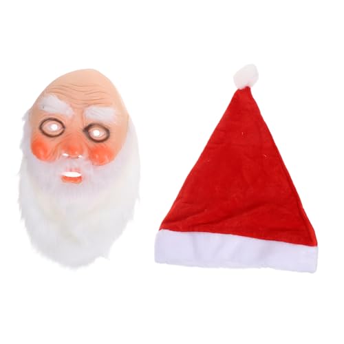 Healeved Realistisches Santa Claus Kostümset mit Vollgesichtsmaske Weißem Schnurrbart und Roter Weihnachtsmütze Weihnachtliche Verkleidung für Erwachsene Karneval Fasching Xmas Deko und Healeved Realistisches Santa Claus Kostümset mit Vollgesichtsmaske Weißem Schnurrbart und Roter Weihnachtsmütze Weihnachtliche Verkleidung für Erwachsene Karneval Fasching Xmas Deko und von Healeved