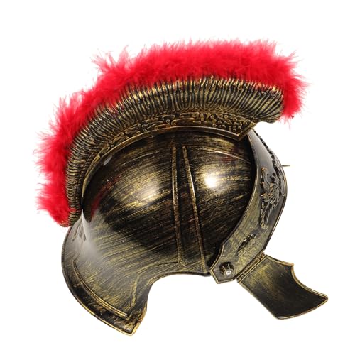 Healeved Römischer Kriegerhelm mit Federdesign Mittelalterliches Cosplay Kostüm Zubehör für Erwachsene und Jugendliche für Schulveranstaltungen Halloween und Karneval von Healeved