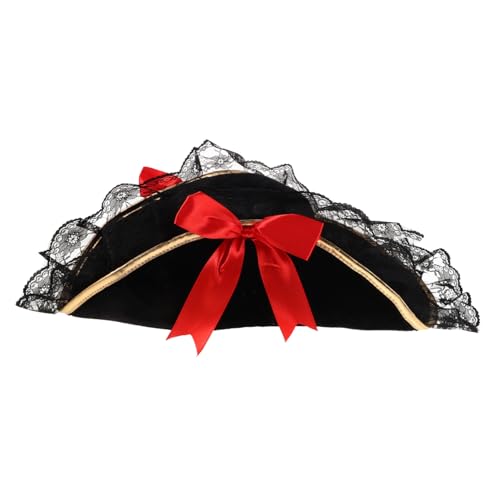 Healeved Rotes Piratenkostüm Damenhut mit Spitzenbesatz und Schleife Leichter Samt Piratenhut für Halloween Karneval Mottoparty Vielseitiges Accessoire für Piraten Hexenkostüme Healeved Rotes Piratenkostüm Damenhut mit Spitzenbesatz und Schleife Leichter Samt Piratenhut für Halloween Karneval Mottoparty Vielseitiges Accessoire für Piraten Hexenkostüme von Healeved