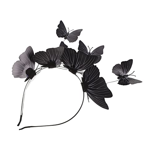 Healeved Schmetterlings-Stirnband schmetterling kopfschmuck Halloween Hexen-Stirnband Party maske gesicht stutzenhalter Schmetterling Kostümzubehör Schmetterlingsstirnband Plastik Schwarz von Healeved