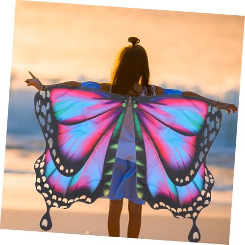 Healeved Schmetterlingsflügel Umhang Cosplay Cape mit Farbverlauf Leichtes Bequemes Kostüm für Halloween Bühnenauftritte und Fasching von Healeved
