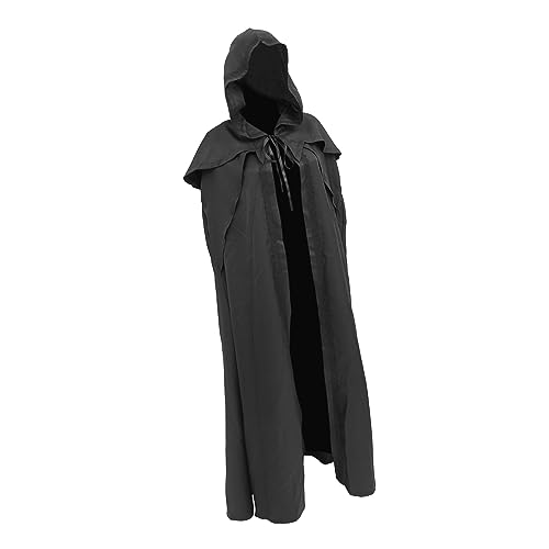 Healeved Schwarzer Halloween Umhang mit Kapuze Langlebiger Polyester Langer Retro Cosplay Cape für Kostümparty und Verkleidung Geeignet für Erwachsene und Freunde als Healeved Schwarzer Halloween Umhang mit Kapuze Langlebiger Polyester Langer Retro Cosplay Cape für Kostümparty und Verkleidung Geeignet für Erwachsene und Freunde als von Healeved